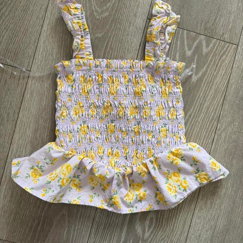 Btween floral smocked ruffle top